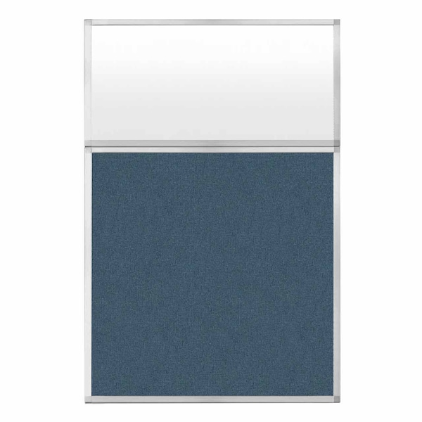 Hush Panel Configurable Cubicle Partition 4' x 6' W/ Window Caribbean Fabric Frosted Window